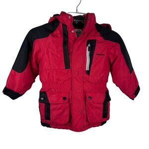 Osh Kosh B'Gosh Fleece Lined Parka Winter Ski Snow Warm Red Black Kid Size 6 GUC